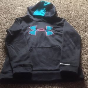 Girls black under armour hooded.